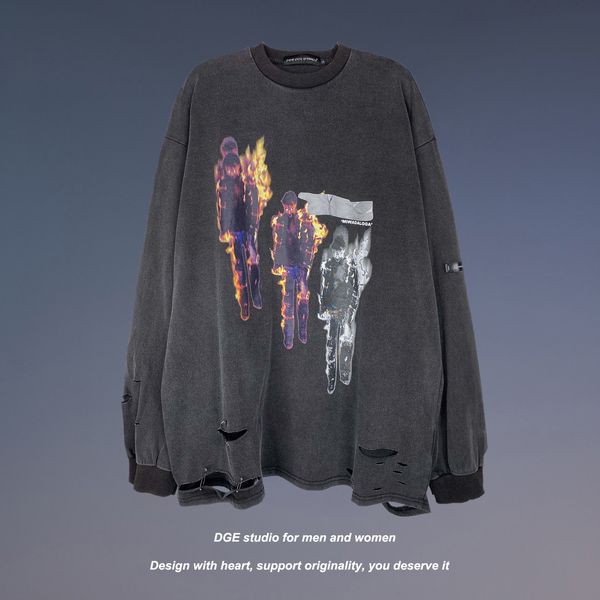 2021 new long-sleeve t-shirt releases hip nightgown in male and female high street tides from the old dyed-tie pin hole vwde, Black
2021 new long-sleeve t-shirt releases hip nightgown in male and female high street tides from the old dyed-tie pin hole vwde, Black