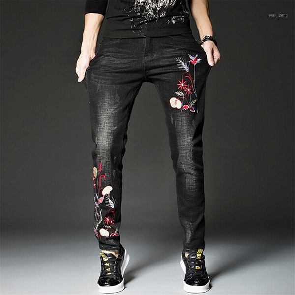 2021 embroidered men's jeans body-building brand flower stretch trend autumn and winter thickening trouser1, Blue
2021 embroidered men's jeans body-building brand flower stretch trend autumn and winter thickening trouser1, Blue