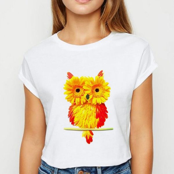 owl and sunflower graphic printing t-shirt create personality korean trend style student short sleeve vogue casual tshirt, White
owl and sunflower graphic printing t-shirt create personality korean trend style student short sleeve vogue casual tshirt, White