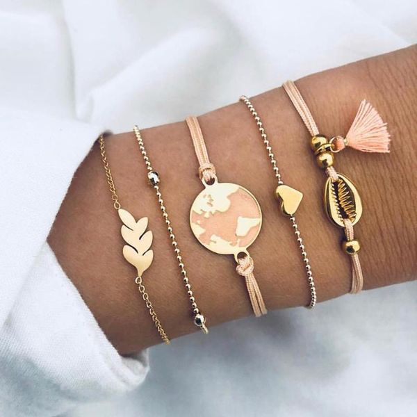 5pcs/ set boho gold love shell bracelets set for women beads arrow party pink map tassels rope bracelet fashion female jewelry, Golden;silver
5pcs/ set boho gold love shell bracelets set for women beads arrow party pink map tassels rope bracelet fashion female jewelry, Golden;silver