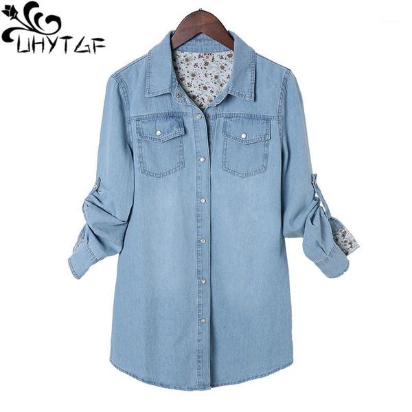 uhytgf women's denim jacket fashion single breasted spring autumn jeans shirts female korean slim wild plus size coat 15861, Black;brown
uhytgf women's denim jacket fashion single breasted spring autumn jeans shirts female korean slim wild plus size coat 15861, Black;brown