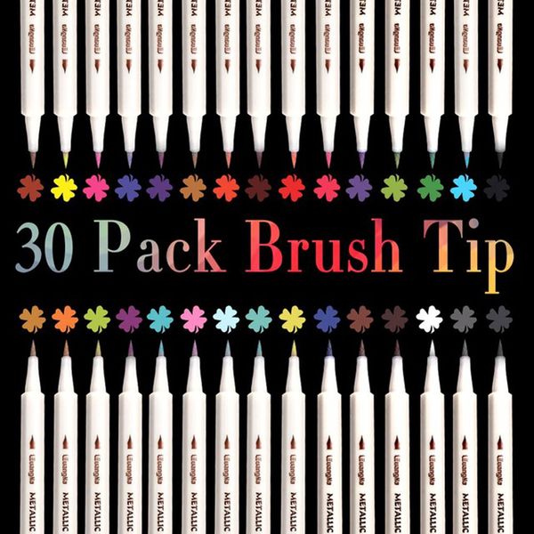 30 colors soft brush metallic marker pens waterproof quick dry for card making crafts art rock painting glass art pen stationery
30 colors soft brush metallic marker pens waterproof quick dry for card making crafts art rock painting glass art pen stationery