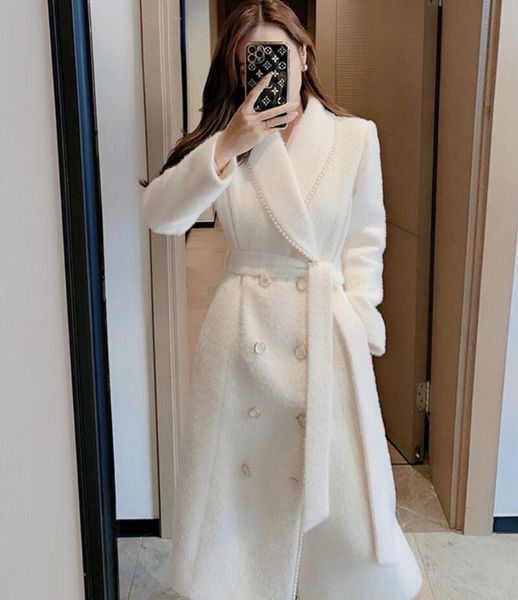 women's wool & blends fashionable beading woolen coat women solid double breasted with sashes mid-length overcoat s356, Black
women's wool & blends fashionable beading woolen coat women solid double breasted with sashes mid-length overcoat s356, Black