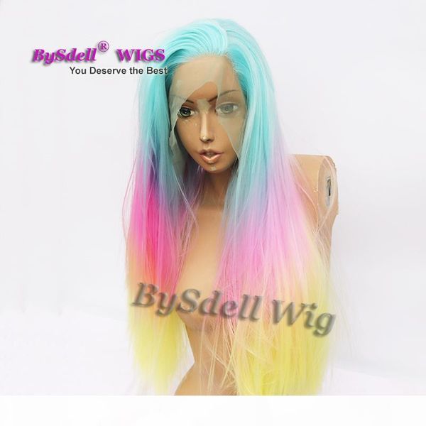 mermaid ombre pastel blue pink yellow rainbow color wig long straight synthetic lace front wigs for sale, Black
mermaid ombre pastel blue pink yellow rainbow color wig long straight synthetic lace front wigs for sale, Black