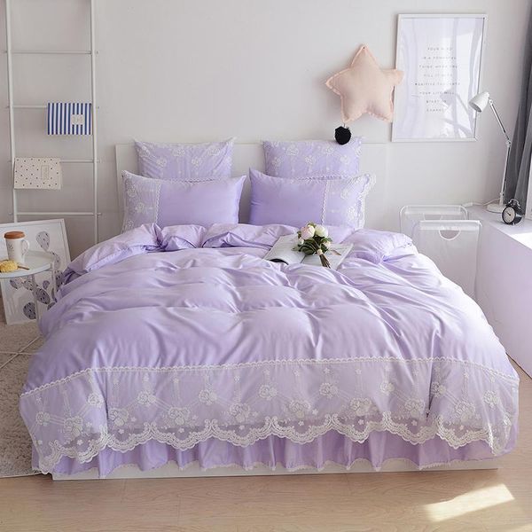 light purple cotton silk bedding sets king tribute silk duvet cover bed skirt pillowcases 4pcs princess lace bedclothes
light purple cotton silk bedding sets king tribute silk duvet cover bed skirt pillowcases 4pcs princess lace bedclothes