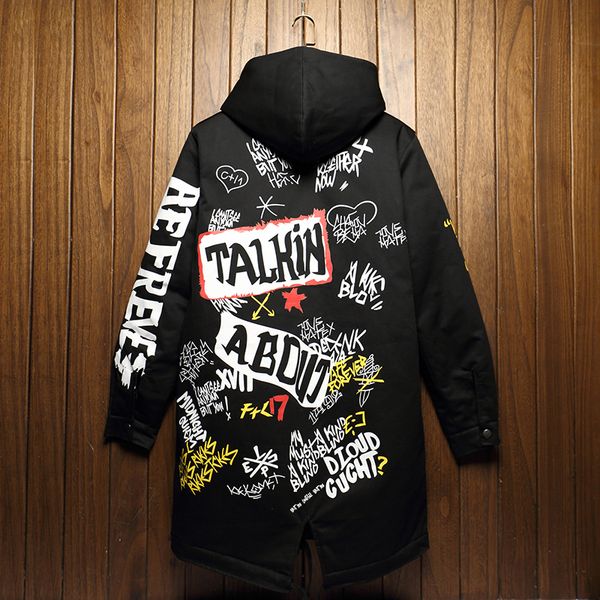 winter jacket new of men parkas graffiti impression with hood wadded cotton jackets high street hip hop long quilted thick outerwear 0cdw, Black
winter jacket new of men parkas graffiti impression with hood wadded cotton jackets high street hip hop long quilted thick outerwear 0cdw, Black