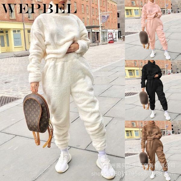 women autumn winter two piece outfits ladies loose plush turtleneck sweater elastic high waist trousers set tracksuit q1210, Black;white
women autumn winter two piece outfits ladies loose plush turtleneck sweater elastic high waist trousers set tracksuit q1210, Black;white