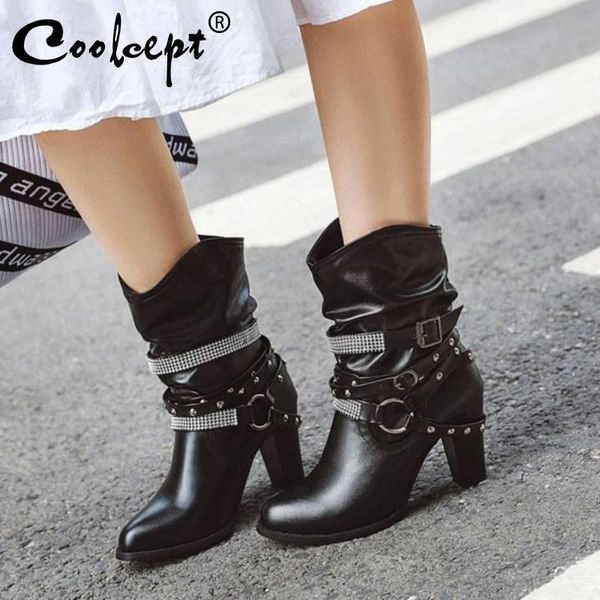 coolcept size 33-48 women rivets buckle ankle boots winter high heel retro ladies office work boots daily platform shoes, Black
coolcept size 33-48 women rivets buckle ankle boots winter high heel retro ladies office work boots daily platform shoes, Black