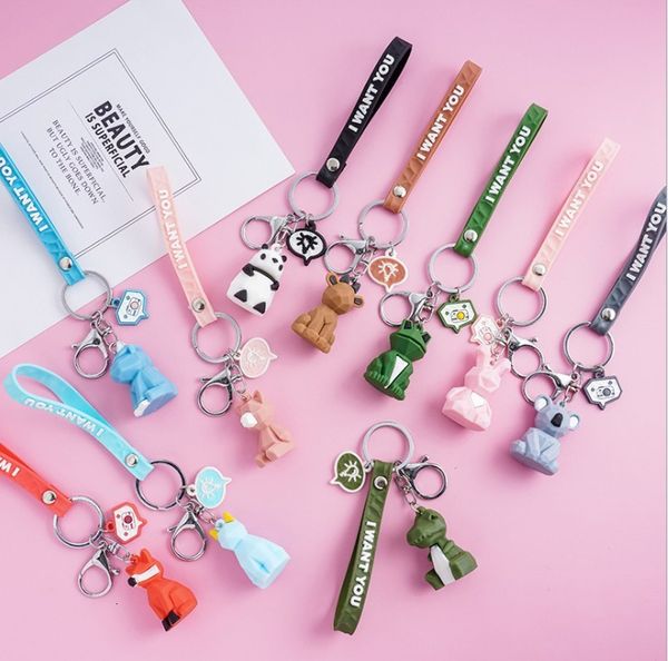 women pvc geometric cartoon funny dinosaur keychain jewelry cute charm bag chain car key ring accessories
women pvc geometric cartoon funny dinosaur keychain jewelry cute charm bag chain car key ring accessories