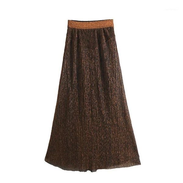 2019 spring new arrival ankle-length long shining metal-lined pleated skirt european style vintage skirt women, Black
2019 spring new arrival ankle-length long shining metal-lined pleated skirt european style vintage skirt women, Black