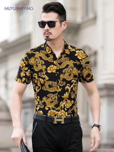 2020 summer men shirt brand designer chinese dragon print social shirts men short sleeve slim fit turn down collar blouses1, White;black
2020 summer men shirt brand designer chinese dragon print social shirts men short sleeve slim fit turn down collar blouses1, White;black