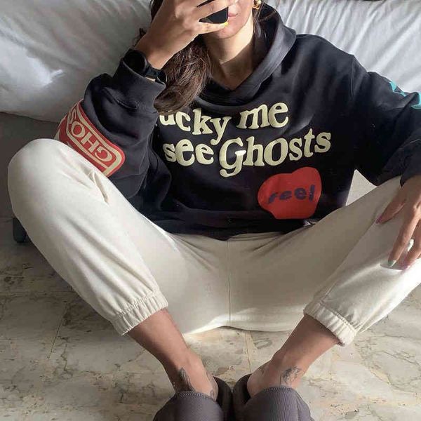 2022 new mens weirdo graffiti letter printed hoodies harajuku lucky me i see ghosts men hooded sweatshirt fleece pullover streetwear, Black
2022 new mens weirdo graffiti letter printed hoodies harajuku lucky me i see ghosts men hooded sweatshirt fleece pullover streetwear, Black