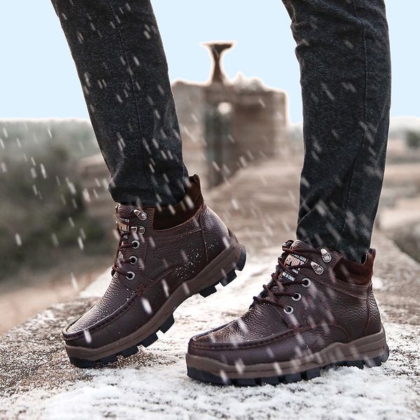 men winter warm fur genuine leather snow boot motorcycle shoes lace up fashion ankle boots big size 48, Black
men winter warm fur genuine leather snow boot motorcycle shoes lace up fashion ankle boots big size 48, Black