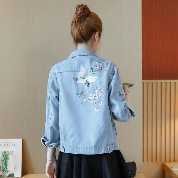 women's spring new flower embroidered jean jacket female denim embroidery coat blue loose outerwear blue large size xxl l1766, Black;brown
women's spring new flower embroidered jean jacket female denim embroidery coat blue loose outerwear blue large size xxl l1766, Black;brown