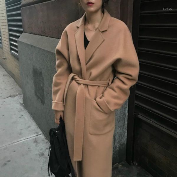 women winter camel color elegant long bandage cardigan wool overcoat female pocket vintage oversized v neck coat jacket outwear1, Black
women winter camel color elegant long bandage cardigan wool overcoat female pocket vintage oversized v neck coat jacket outwear1, Black