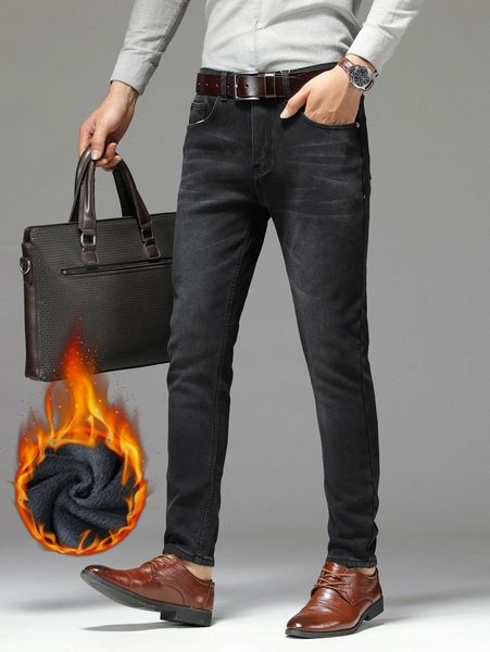 men slant pocket thermal lined jeans without belt 69ex#, Blue
men slant pocket thermal lined jeans without belt 69ex#, Blue