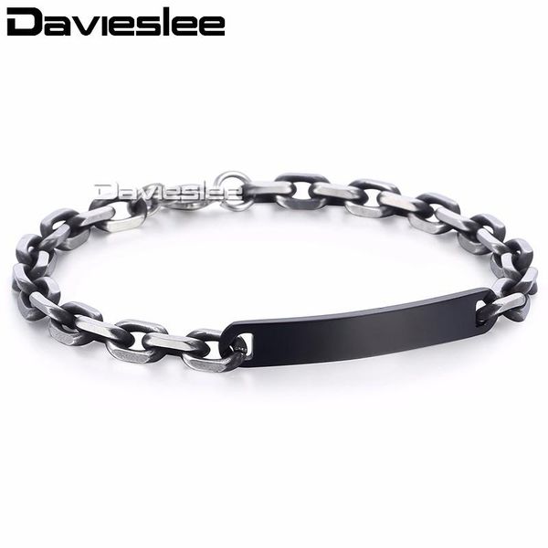 davieslee boys mens chain id bar bracelet stainless steel cut cable link gunmetal black color 6mm lkb561
davieslee boys mens chain id bar bracelet stainless steel cut cable link gunmetal black color 6mm lkb561