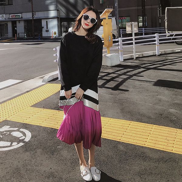 2021 new female start of spring new korean autumn loose around the long neck sew contrast sweet fashion dress 12x 119e, Black;gray
2021 new female start of spring new korean autumn loose around the long neck sew contrast sweet fashion dress 12x 119e, Black;gray