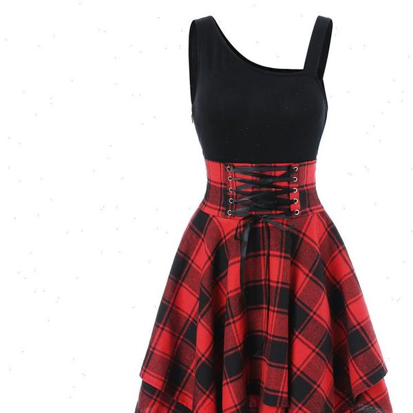 women gothic dress plaid mini high waist asymmetric casual female elegant goth punk short party lace dresses jurken t2g, Black;gray
women gothic dress plaid mini high waist asymmetric casual female elegant goth punk short party lace dresses jurken t2g, Black;gray