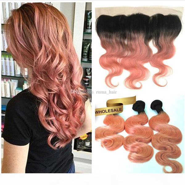 rose gold ombre lace frontal with bundles body wave two tone colored brazilian virgin unprocess hair rose pink ombre body wave hair weave, Black;brown
rose gold ombre lace frontal with bundles body wave two tone colored brazilian virgin unprocess hair rose pink ombre body wave hair weave, Black;brown