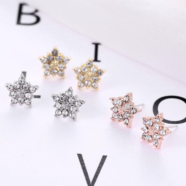 new style girl temperament fashion cute small snowflake christmas stud earrings women's jewelry multicolor pair/set, Golden;silver
new style girl temperament fashion cute small snowflake christmas stud earrings women's jewelry multicolor pair/set, Golden;silver