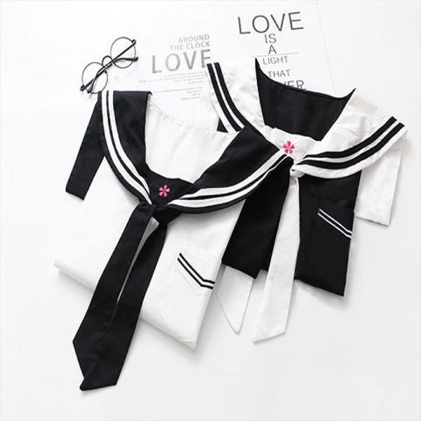 women japanese style navy collar kawaii lolita t shirt girls sakura embroidery t shirt cosplay tees drop shipping, White
women japanese style navy collar kawaii lolita t shirt girls sakura embroidery t shirt cosplay tees drop shipping, White