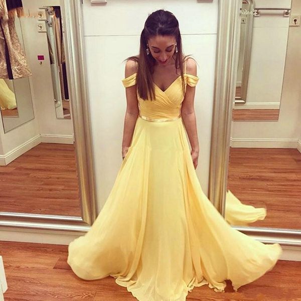 setwell spaghetti a-line evening dresses short sleeves pleated chiffon floor length light yellow prom party gowns, Black;red
setwell spaghetti a-line evening dresses short sleeves pleated chiffon floor length light yellow prom party gowns, Black;red