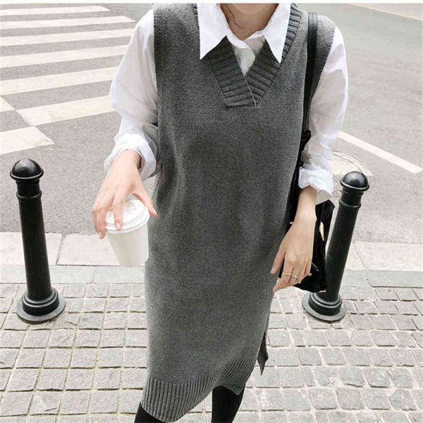 fall 2021 women clothing loose sleeveless sweater dress women vest sweaters knitting vest long knitted wool oversize pullover g1223, Black;gray
fall 2021 women clothing loose sleeveless sweater dress women vest sweaters knitting vest long knitted wool oversize pullover g1223, Black;gray