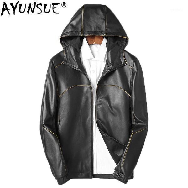 men's leather & faux ayunsue genuine jacket men autumn sheepskin coat for motorcycle korean jackets short hooded 2021 kj12561, Black
men's leather & faux ayunsue genuine jacket men autumn sheepskin coat for motorcycle korean jackets short hooded 2021 kj12561, Black