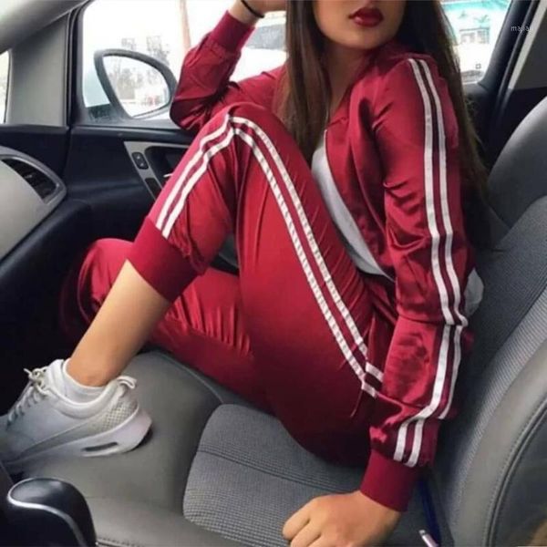 women's tracksuits satin two piece set tracksuit women casual 2 cropped sweatshirt pants suit zipper jacket striped female outfits1, Gray
women's tracksuits satin two piece set tracksuit women casual 2 cropped sweatshirt pants suit zipper jacket striped female outfits1, Gray