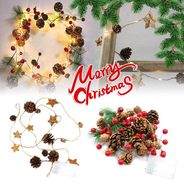 led christmas fairy lights garland pine cones string light xmas tree decor