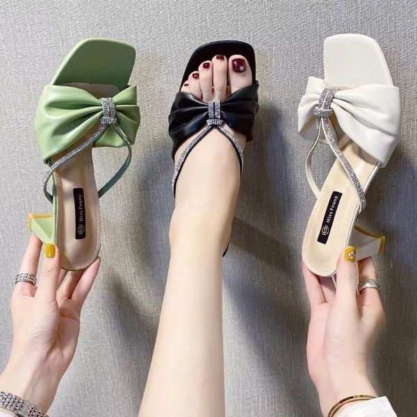 2021 summer new high-heeled slippers female bow-tie wear open-toed half-drag square head fashion wild fairy trend zapatos mujer #pi6g, Black
2021 summer new high-heeled slippers female bow-tie wear open-toed half-drag square head fashion wild fairy trend zapatos mujer #pi6g, Black
