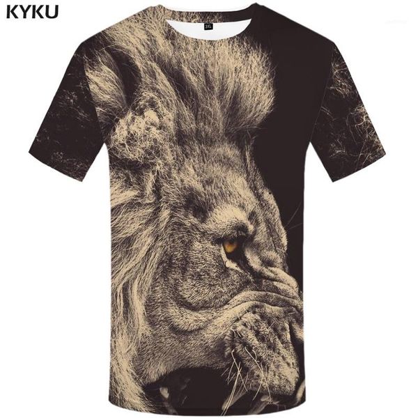 kyku lion t shirt animal plus size design clothes t-shirt tshirt clothing men mens hip hop homme1, White;black