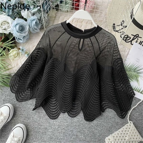 neploe hollow-out perspective lace shirt summer flare sleeve o-neck blouse wave embroidery korean chic blusas 53630 y200622, White
neploe hollow-out perspective lace shirt summer flare sleeve o-neck blouse wave embroidery korean chic blusas 53630 y200622, White