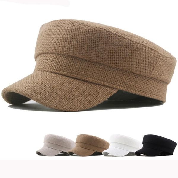 sboy hats ht3053 men women beret linen cadet army cap artist painter hat spring summer sun sailor captain, Blue;gray 
sboy hats ht3053 men women beret linen cadet army cap artist painter hat spring summer sun sailor captain, Blue;gray