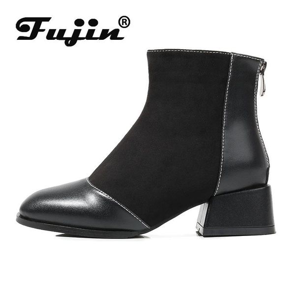 boots fujin small ankle women's 2021 student thin chunky semi high heeled round toe fashion short, Black
boots fujin small ankle women's 2021 student thin chunky semi high heeled round toe fashion short, Black