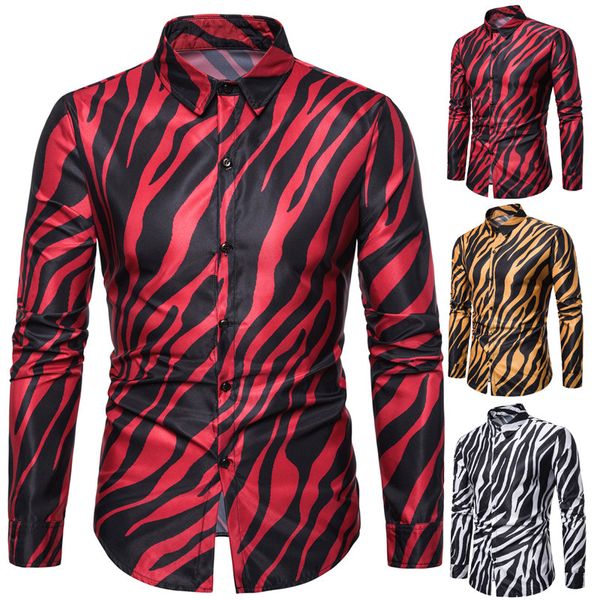 men's casual shirts nightclub long sleeve fashion zebra print shirt costumes, White;black
men's casual shirts nightclub long sleeve fashion zebra print shirt costumes, White;black