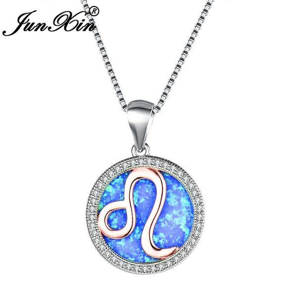 junxin constellation leo pendant blue white fire opal necklaces for women silver color round birthstone necklace
junxin constellation leo pendant blue white fire opal necklaces for women silver color round birthstone necklace