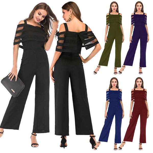 fashionable new one-way collar shoulder jumpsuit, Black;gray 
fashionable new one-way collar shoulder jumpsuit, Black;gray