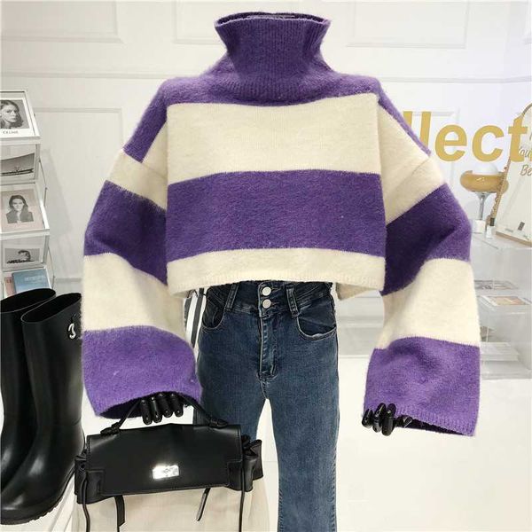 niche design high collar color matching striped sweater women 2020 autumn / winter new loose lazy long sleeve knitted top, White;black
niche design high collar color matching striped sweater women 2020 autumn / winter new loose lazy long sleeve knitted top, White;black
