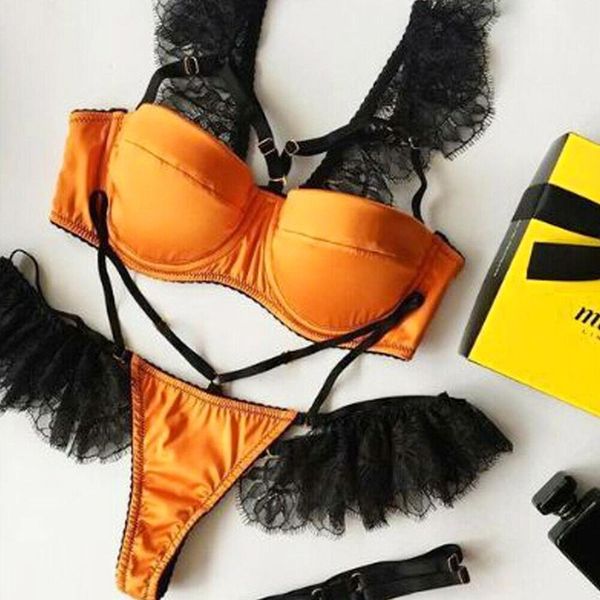 women lace flower no steel ring gathered bra thong set underwear pajamas lady nightwear clothes, Black;white
women lace flower no steel ring gathered bra thong set underwear pajamas lady nightwear clothes, Black;white