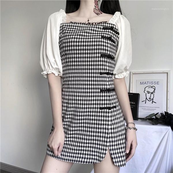 casual dresses square collar dress women's summer 2021 half sleeve plaid bubble retro dresses1, Black;gray
casual dresses square collar dress women's summer 2021 half sleeve plaid bubble retro dresses1, Black;gray