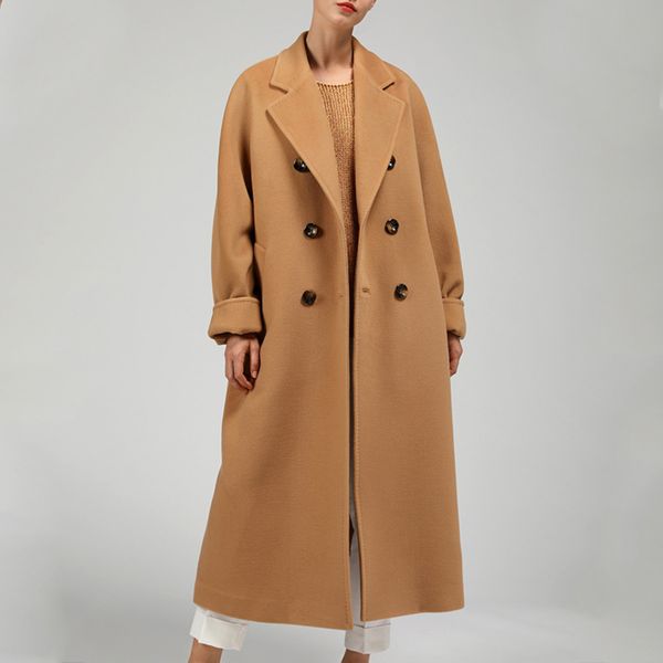 winter women woolen turn down collar double breasted long wool coat double-sided cashmere camel office lady warm jacket, Black
winter women woolen turn down collar double breasted long wool coat double-sided cashmere camel office lady warm jacket, Black