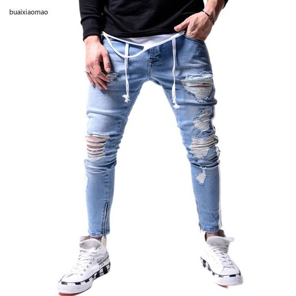 men's jeans 2021 nwe skinny straight ripped biker destroyed frayed fit denim pants side stripe pencil hip hop, Blue
men's jeans 2021 nwe skinny straight ripped biker destroyed frayed fit denim pants side stripe pencil hip hop, Blue