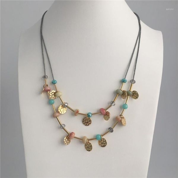 trendy women necklace gold round disc with bead strand grey cord layat necklace for women girl1, Silver
trendy women necklace gold round disc with bead strand grey cord layat necklace for women girl1, Silver