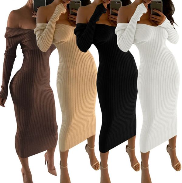 women long dress nightclub slim off the shoulder long sleeve big v-neck solid colour ladies new fashion skirt 2020 p663, White;black
women long dress nightclub slim off the shoulder long sleeve big v-neck solid colour ladies new fashion skirt 2020 p663, White;black