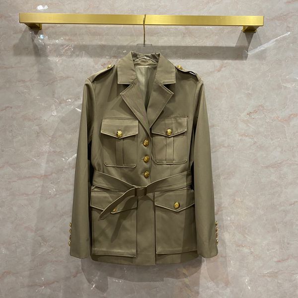 military green suit coat men's and women's same middle and long belt woolen cloth tooling wind metal buckle thin windbreaker coat, White
military green suit coat men's and women's same middle and long belt woolen cloth tooling wind metal buckle thin windbreaker coat, White