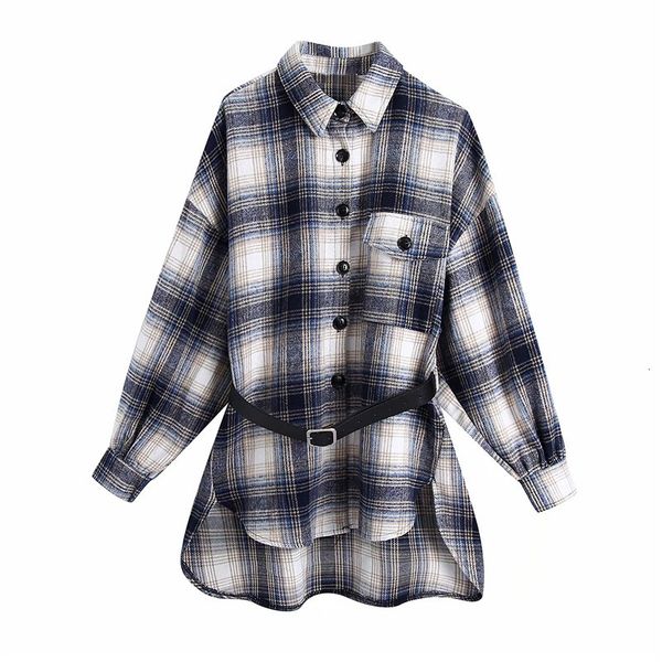 2021 new blouse women fashion with belt plaid button up shirt woman vintage lapel collar long sleeve loose casual ladies k536, White
2021 new blouse women fashion with belt plaid button up shirt woman vintage lapel collar long sleeve loose casual ladies k536, White
