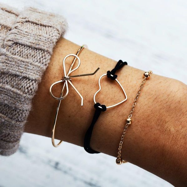 european and american hand jewelry new fashion hollow heart bead chain bracelet three-piece suit anklet1, Black
european and american hand jewelry new fashion hollow heart bead chain bracelet three-piece suit anklet1, Black