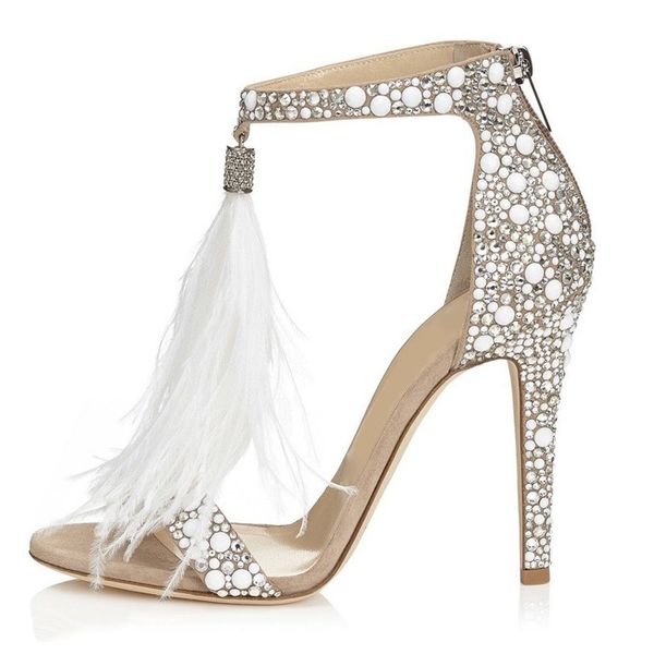 bling crystal beautified white feather fringe wedding shoes with high heels sparkle on sandals, Black
bling crystal beautified white feather fringe wedding shoes with high heels sparkle on sandals, Black